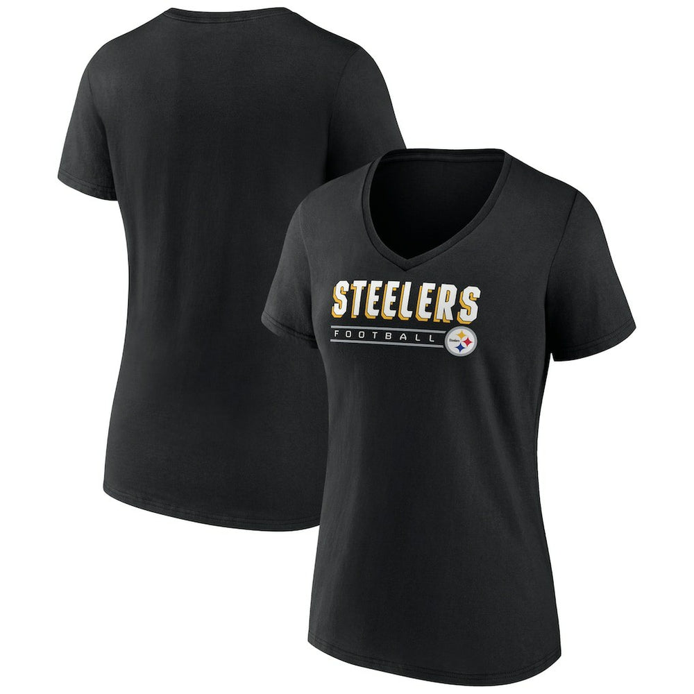Pittsburgh Steelers Women's Primary Play V-Neck T-Shirt - Black online