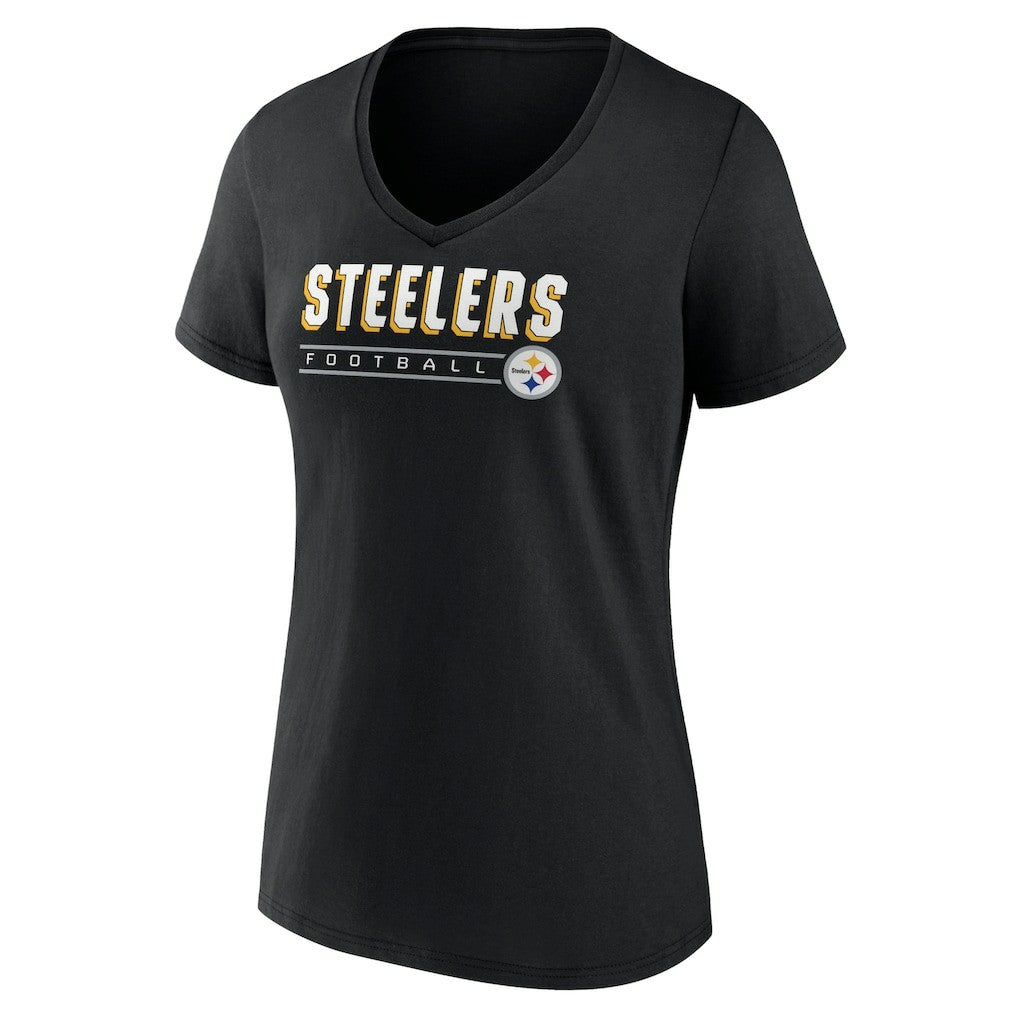Pittsburgh Steelers Women's Primary Play V-Neck T-Shirt - Black online