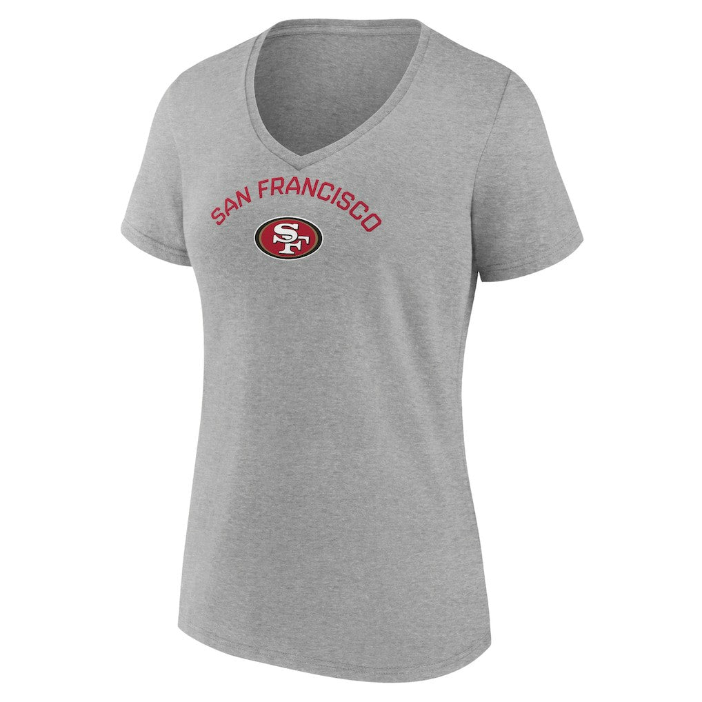 San Francisco 49ers Women's Team Arc V-Neck T-Shirt - Heather Gray discount