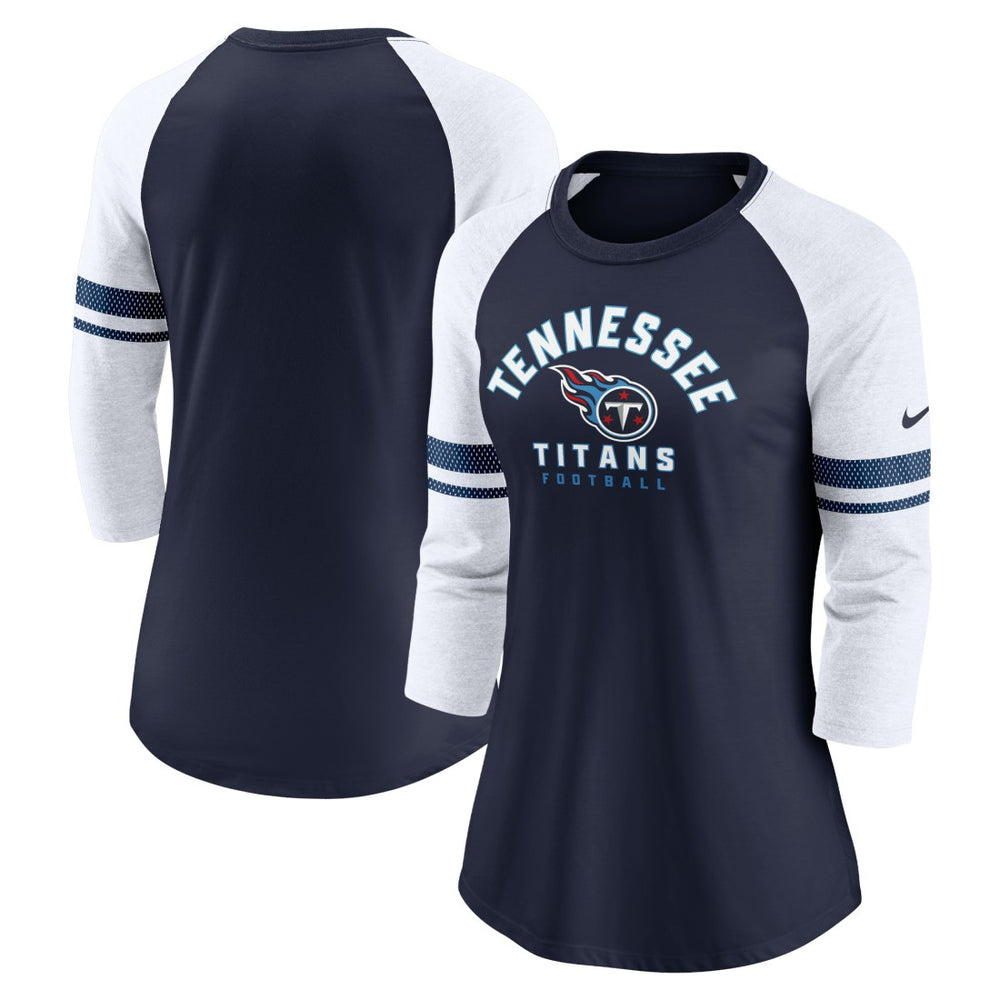 Tennessee Titans Women's Fashion 3/4-Sleeve Lightweight Raglan Fashion T-Shirt - Navy discount