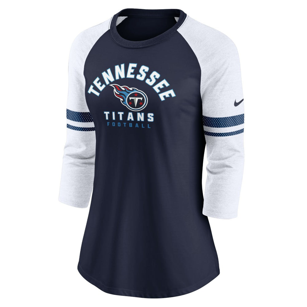 Tennessee Titans Women's Fashion 3/4-Sleeve Lightweight Raglan Fashion T-Shirt - Navy discount