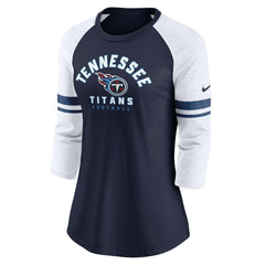 Tennessee Titans Women's Fashion 3/4-Sleeve Lightweight Raglan Fashion T-Shirt - Navy discount