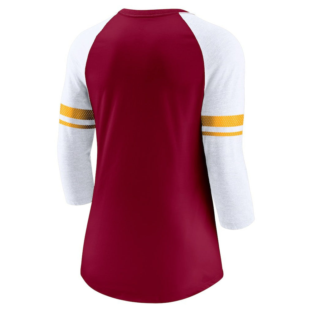Washington Commanders Women's Fashion 3/4-Sleeve Lightweight Raglan Fashion T-Shirt - Burgundy outlet
