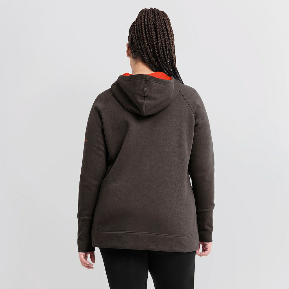Cleveland Browns Women's Asymmetrical Raglan Full-Zip Hoodie - Brown on sale