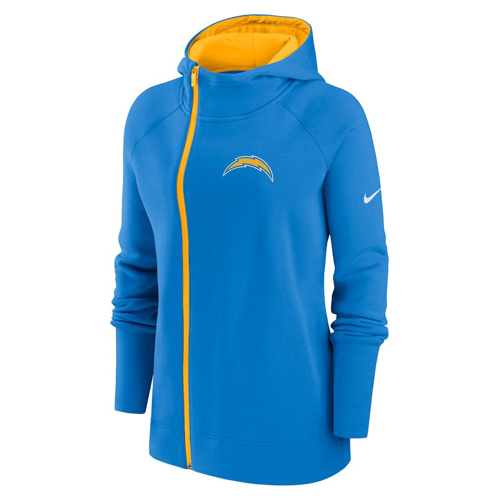 Los Angeles Chargers Women's Asymmetrical Raglan Full-Zip Hoodie - Powder Blue outlet