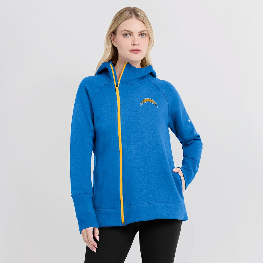 Los Angeles Chargers Women's Asymmetrical Raglan Full-Zip Hoodie - Powder Blue outlet