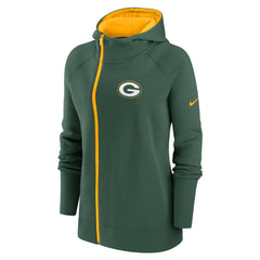 Green Bay Packers Women's Asymmetrical Raglan Full-Zip Hoodie - Green outlet