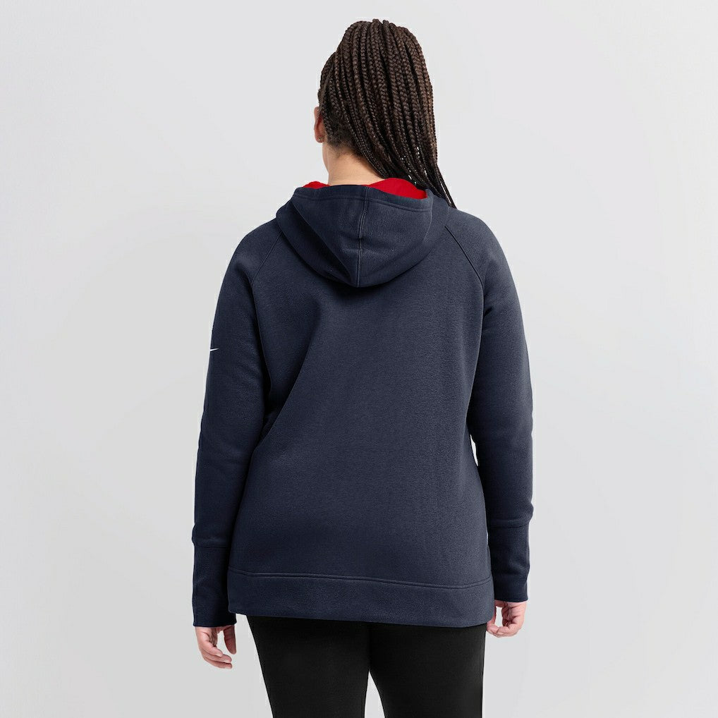 New England Patriots Women's Asymmetrical Raglan Full-Zip Hoodie - Navy discount