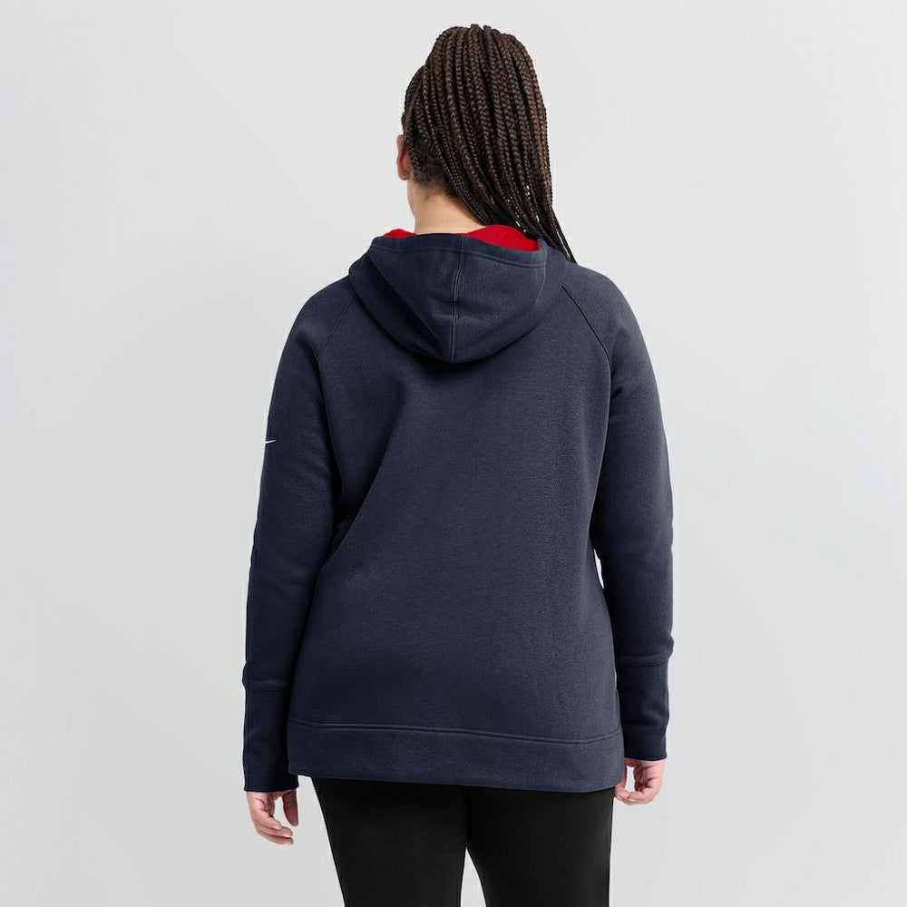 New England Patriots Women's Asymmetrical Raglan Full-Zip Hoodie - Navy discount