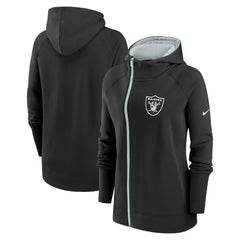 Las Vegas Raiders Women's Asymmetrical Raglan Full-Zip Hoodie - Black sale