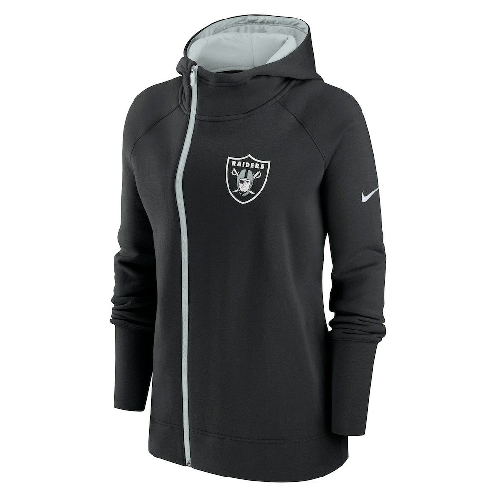 Las Vegas Raiders Women's Asymmetrical Raglan Full-Zip Hoodie - Black sale