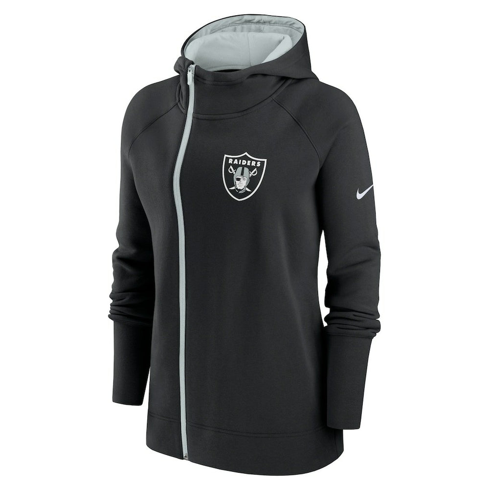 Las Vegas Raiders Women's Asymmetrical Raglan Full-Zip Hoodie - Black sale