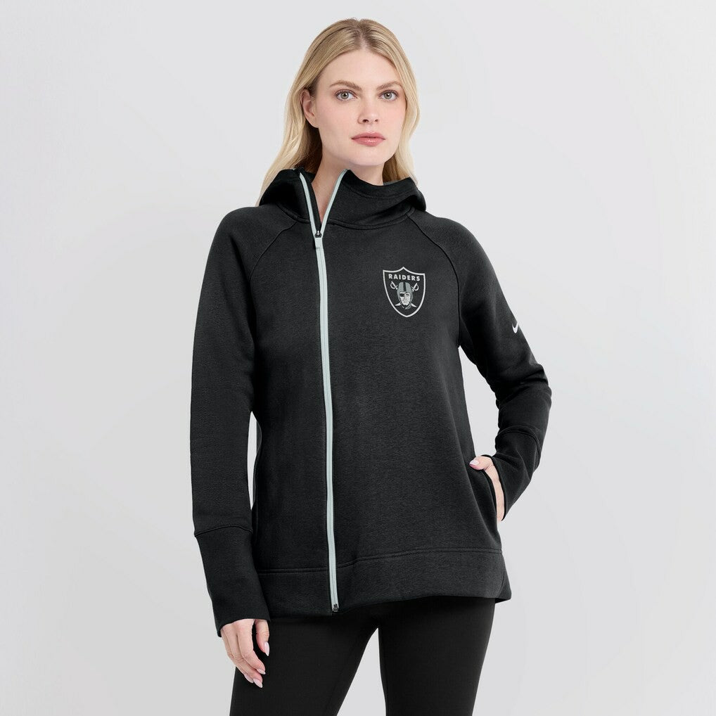 Las Vegas Raiders Women's Asymmetrical Raglan Full-Zip Hoodie - Black sale