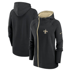 New Orleans Saints Women's Asymmetrical Raglan Full-Zip Hoodie - Black online