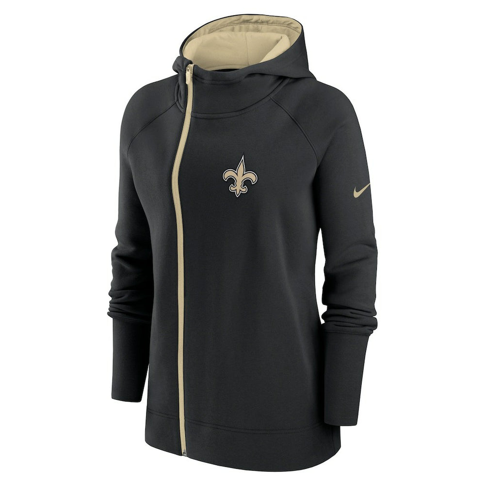 New Orleans Saints Women's Asymmetrical Raglan Full-Zip Hoodie - Black online