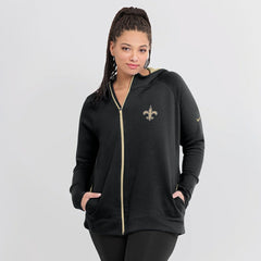New Orleans Saints Women's Asymmetrical Raglan Full-Zip Hoodie - Black online