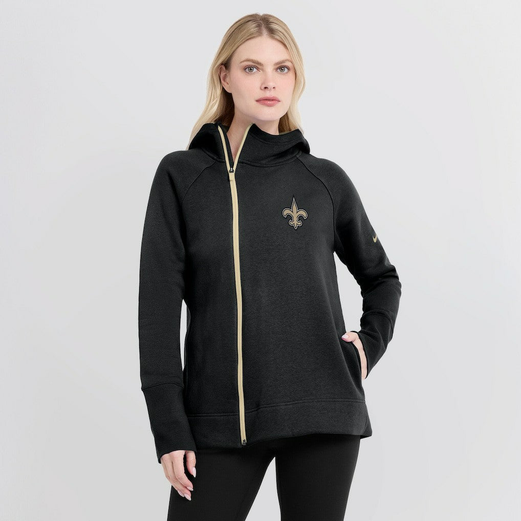 New Orleans Saints Women's Asymmetrical Raglan Full-Zip Hoodie - Black online