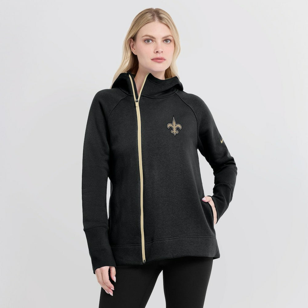 New Orleans Saints Women's Asymmetrical Raglan Full-Zip Hoodie - Black online