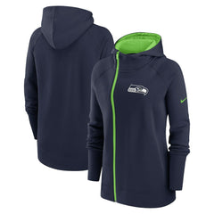 Seattle Seahawks Women's Asymmetrical Raglan Full-Zip Hoodie - College Navy outlet