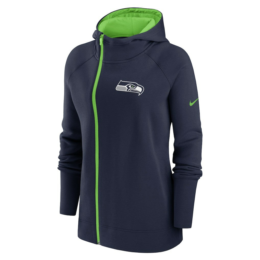 Seattle Seahawks Women's Asymmetrical Raglan Full-Zip Hoodie - College Navy outlet