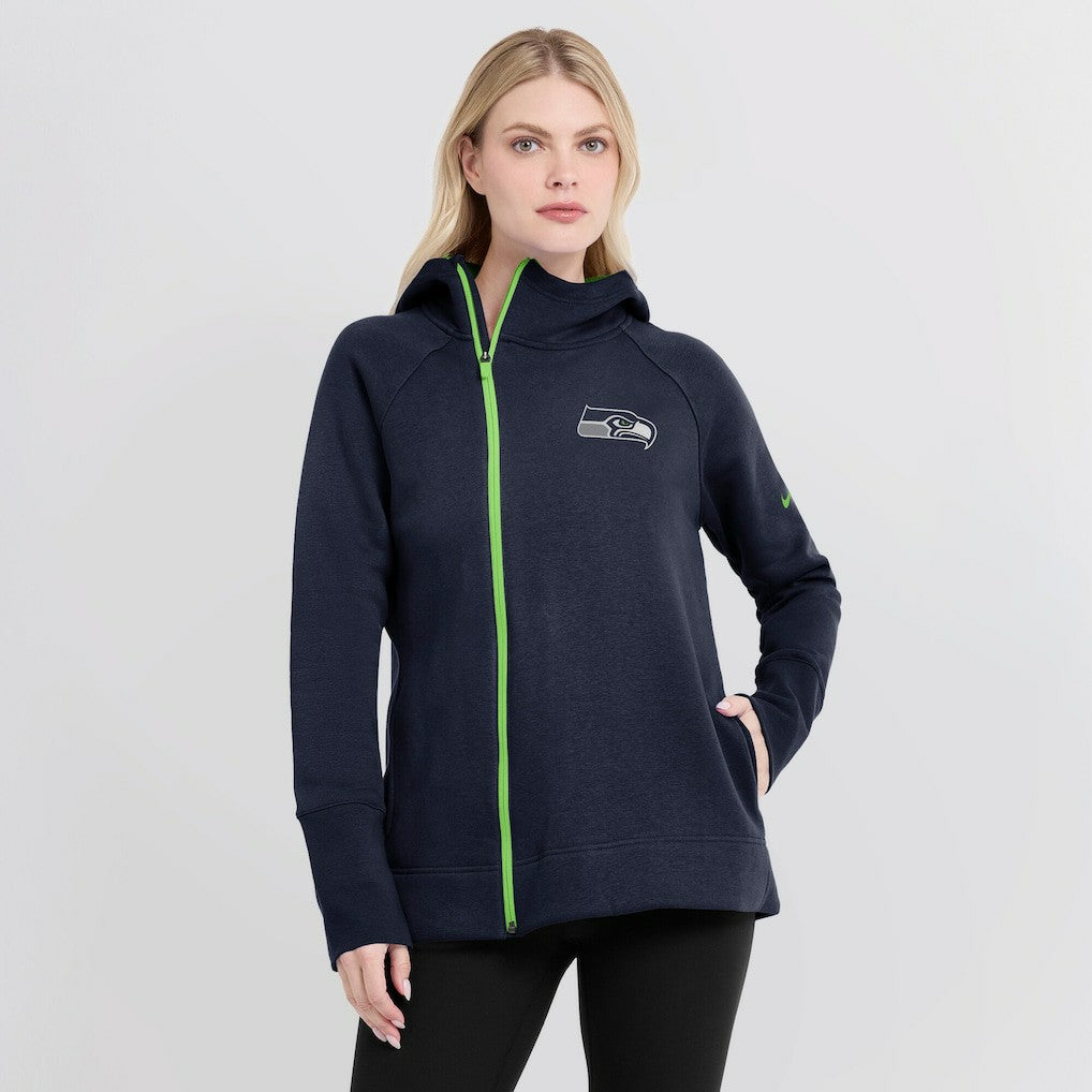 Seattle Seahawks Women's Asymmetrical Raglan Full-Zip Hoodie - College Navy outlet