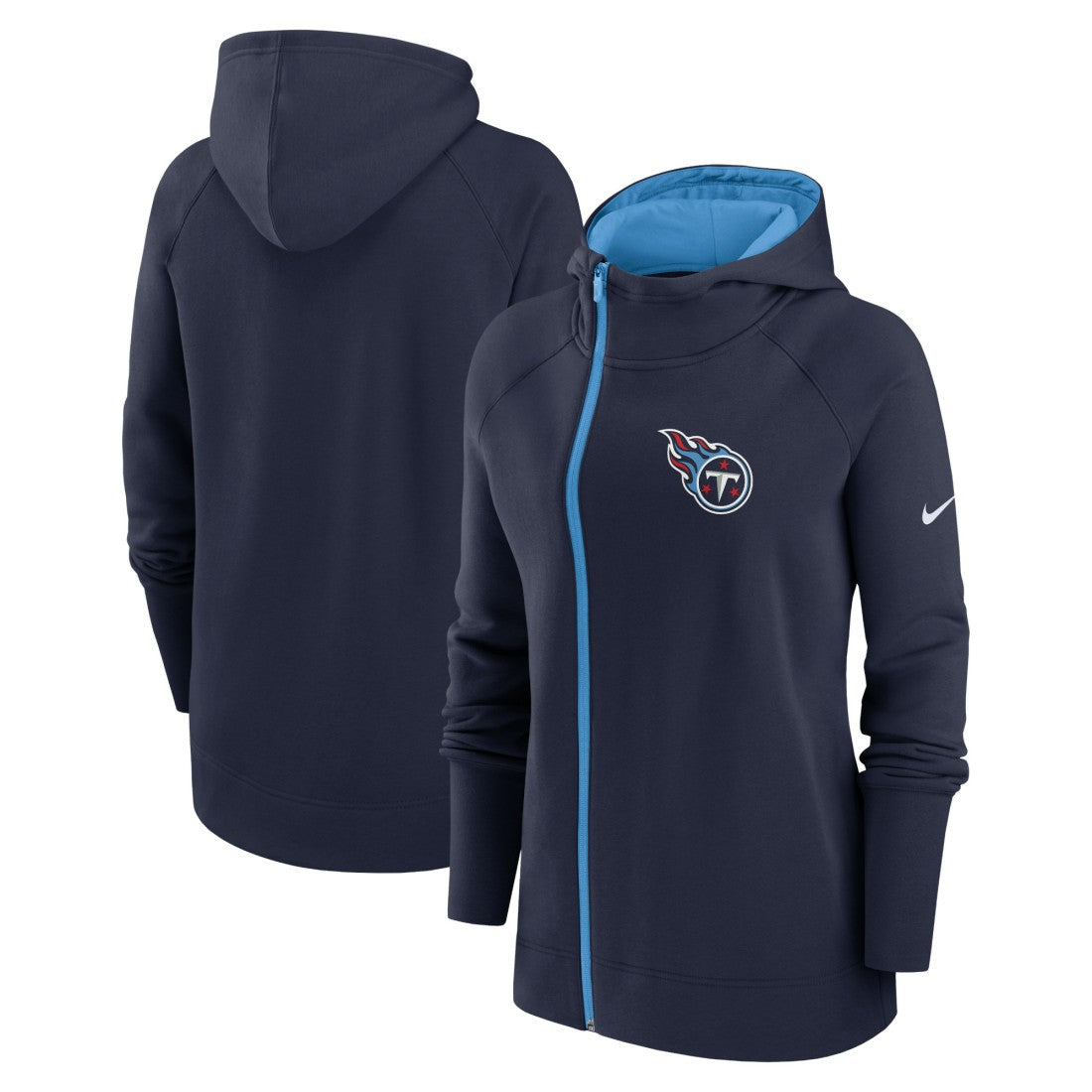 Tennessee Titans Women's Asymmetrical Raglan Full-Zip Hoodie - Navy for sale