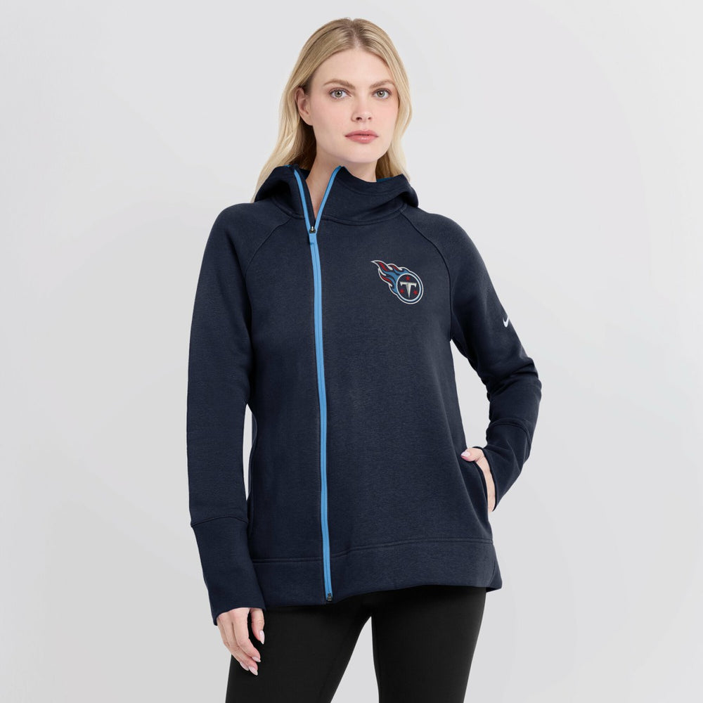 Tennessee Titans Women's Asymmetrical Raglan Full-Zip Hoodie - Navy for sale
