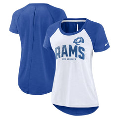 Los Angeles Rams Women's Back Slit Lightweight Fashion T-Shirt - White/Heather Scarlet sale