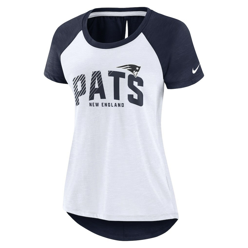 New England Patriots Women's Back Slit Lightweight Fashion T-Shirt - White/Heather Scarlet sale