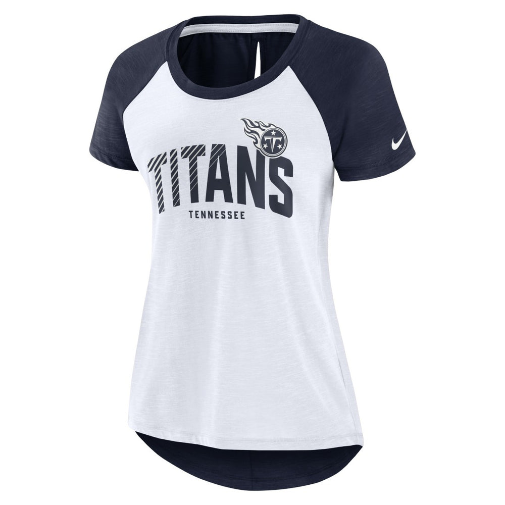 Tennessee Titans Women's Back Slit Lightweight Fashion T-Shirt - White/Heather Scarlet cheap
