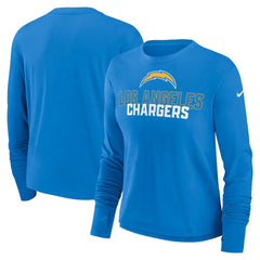 Los Angeles Chargers Women's Modest Crop Performance Long Sleeve T-Shirt - Powder Blue on sale
