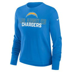 Los Angeles Chargers Women's Modest Crop Performance Long Sleeve T-Shirt - Powder Blue on sale