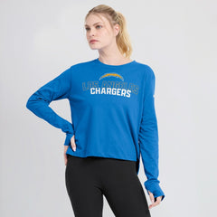 Los Angeles Chargers Women's Modest Crop Performance Long Sleeve T-Shirt - Powder Blue on sale