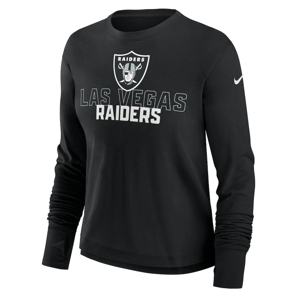 Las Vegas Raiders Women's Modest Crop Performance Long Sleeve T-Shirt - Black on sale
