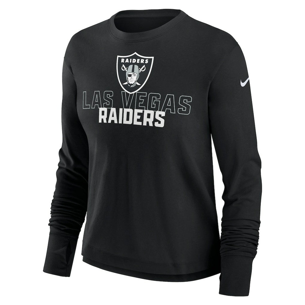 Las Vegas Raiders Women's Modest Crop Performance Long Sleeve T-Shirt - Black on sale