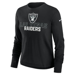 Las Vegas Raiders Women's Modest Crop Performance Long Sleeve T-Shirt - Black on sale