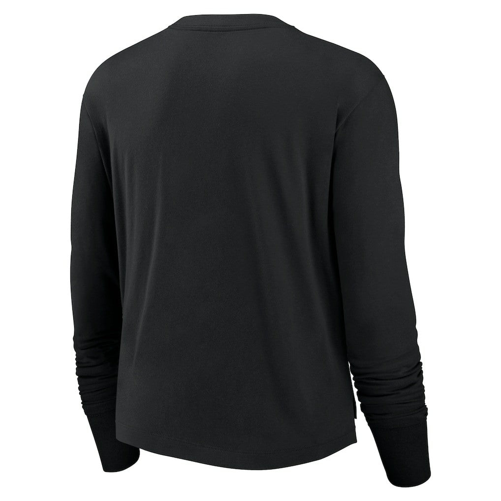 Las Vegas Raiders Women's Modest Crop Performance Long Sleeve T-Shirt - Black on sale
