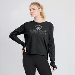 Las Vegas Raiders Women's Modest Crop Performance Long Sleeve T-Shirt - Black on sale
