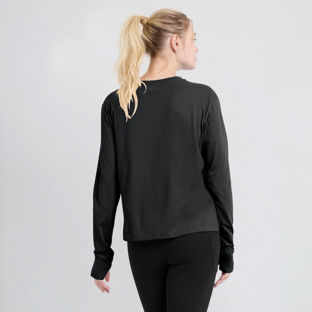 Las Vegas Raiders Women's Modest Crop Performance Long Sleeve T-Shirt - Black on sale