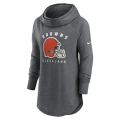 Cleveland Browns Women's Raglan Funnel Neck Pullover Hoodie - Heather Charcoal cheap