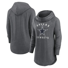 Dallas Cowboys Women's Raglan Funnel Neck Pullover Hoodie - Heather Charcoal cheap