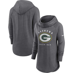 Green Bay Packers Women's Raglan Funnel Neck Pullover Hoodie - Heather Charcoal outlet