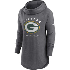 Green Bay Packers Women's Raglan Funnel Neck Pullover Hoodie - Heather Charcoal outlet