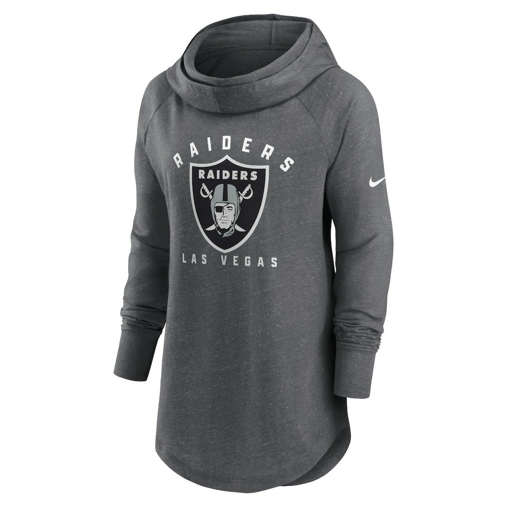 Las Vegas Raiders Women's Raglan Funnel Neck Pullover Hoodie - Heather Charcoal outlet
