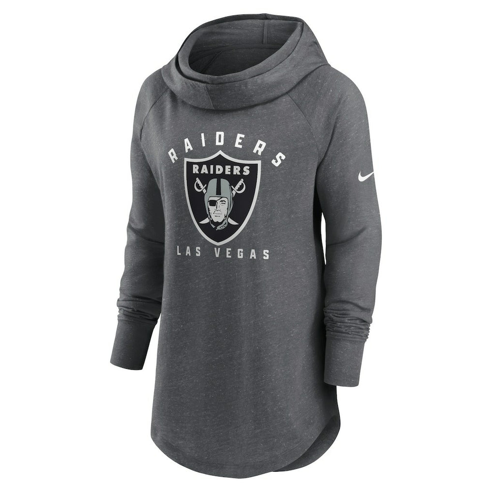 Las Vegas Raiders Women's Raglan Funnel Neck Pullover Hoodie - Heather Charcoal outlet