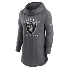 Las Vegas Raiders Women's Raglan Funnel Neck Pullover Hoodie - Heather Charcoal outlet