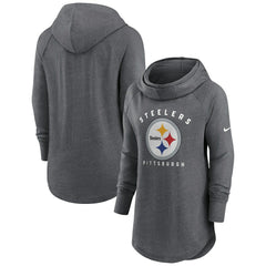 Pittsburgh Steelers Women's Raglan Funnel Neck Pullover Hoodie - Heather Charcoal sale