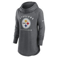 Pittsburgh Steelers Women's Raglan Funnel Neck Pullover Hoodie - Heather Charcoal sale