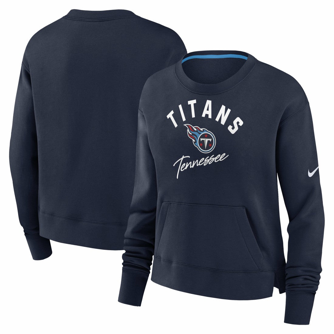 Tennessee Titans Women's High Hip Fleece Pullover Sweatshirt - Navy for sale
