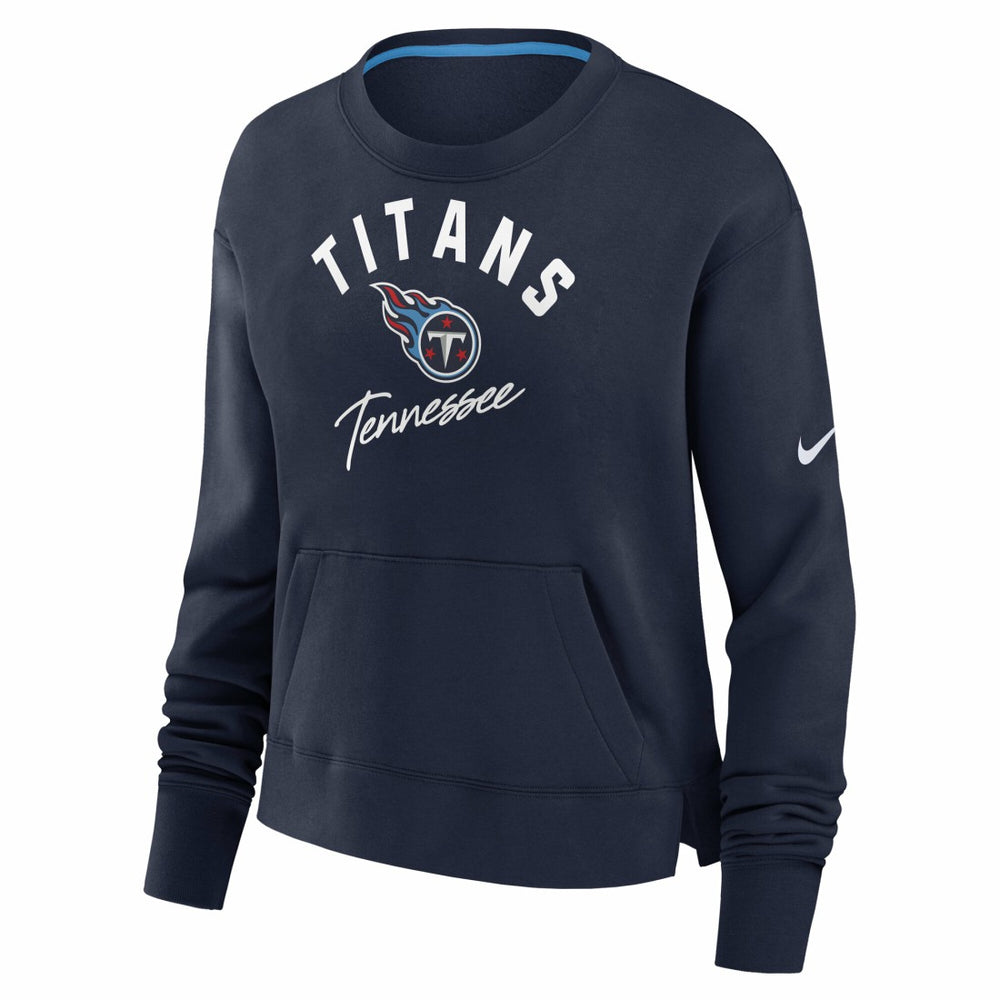 Tennessee Titans Women's High Hip Fleece Pullover Sweatshirt - Navy for sale